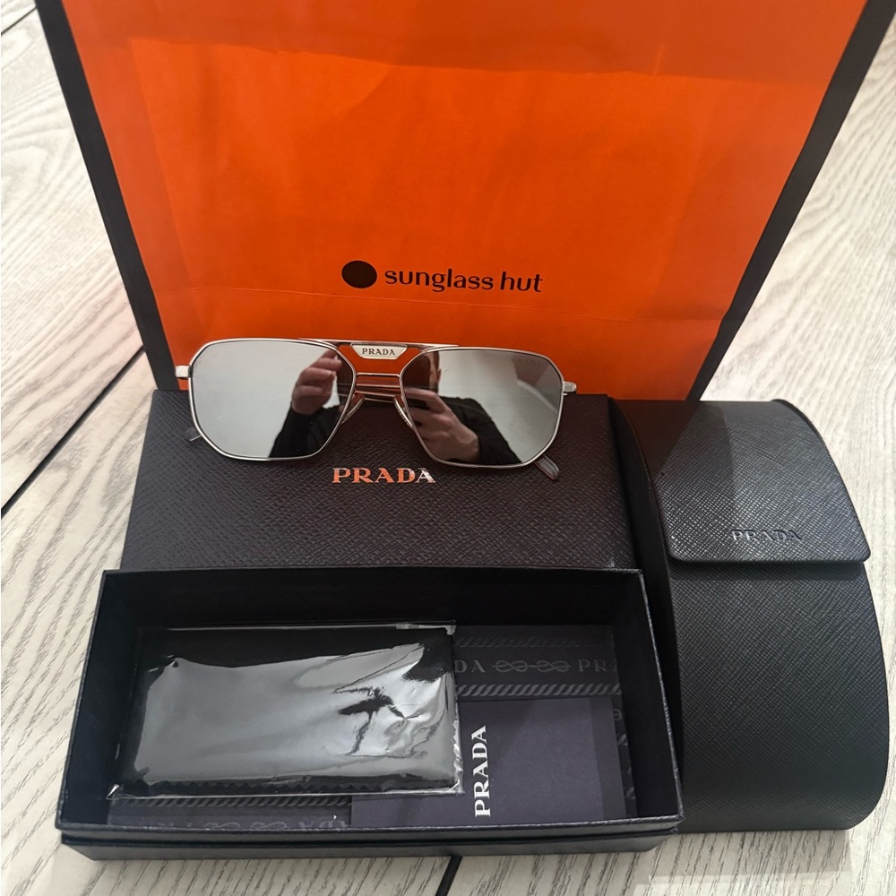 Prada Metallic Silver Sunglasses